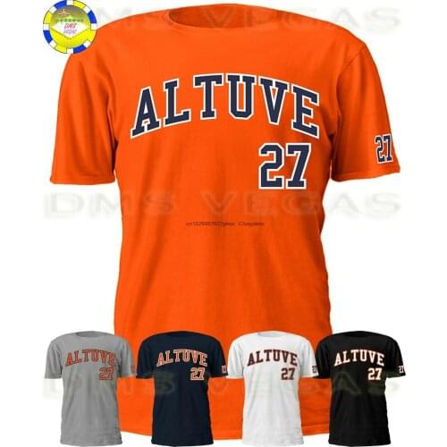Houston Jose Altuve 27 Jersey Tee T Shirt Men Size S-5XL