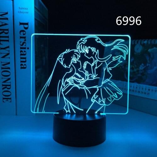 Inuyasha Kagome 3D LED Lamp Anime Figure for Birthday Gift Room Lamp Bedroom Decorative Nightlight Acrylic Led Night Light
