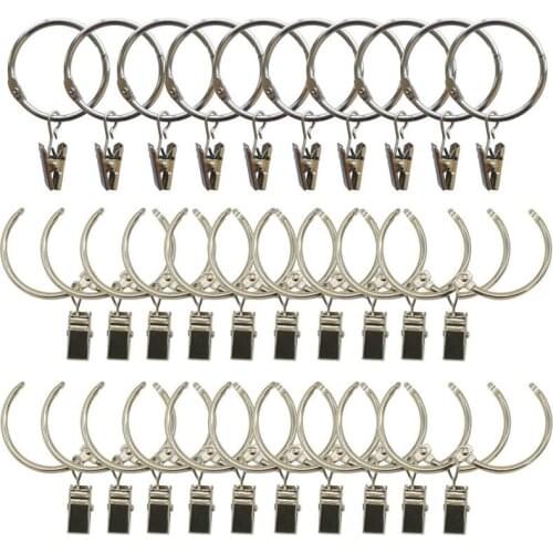 Quality 30 Pack Curtain Clips with Rings Metal Rustproof Drapery Rod Rings Hooks with Strong Clip Easy Open and Close 1.5 inch I