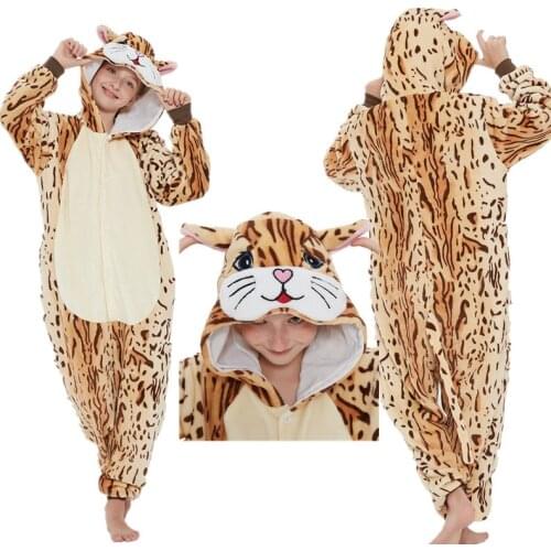 HKSNG New Kigurumi Adults Leopard Cat Onesies Flannel Cartoon Pajama Anime Cosplay Cool Winter Sleepwear Jumpsuit