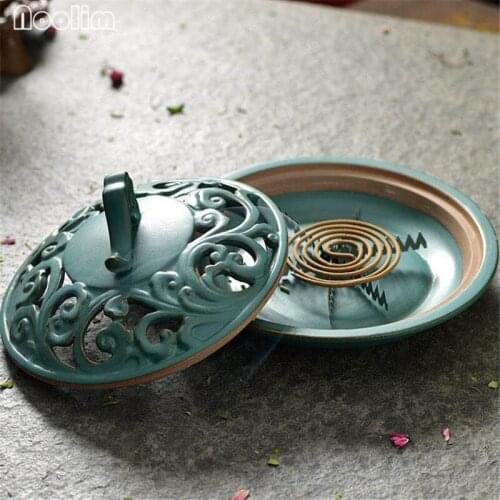 Chinese Handmade Porcelain Incense Burner Hollow Coil Censer Backflow Aroma Furnace for Living Room Home Decor