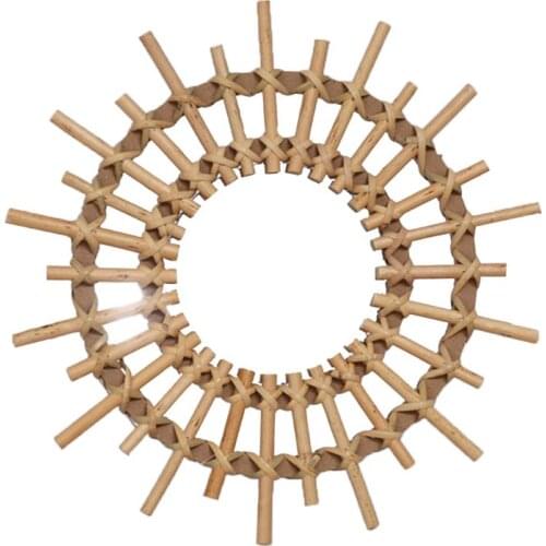 Rattan Round Makeup Mirror Innovative Art Decor Dressing Bathroom Wall Hanging