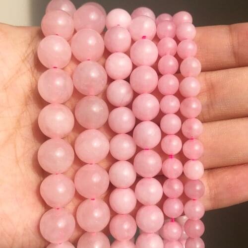 4/6/8/10/12 mm Natural Rose Pink Quartzs Crystals Stone Round Loose Beads For Jewellery Making Bracelet 15" Strand