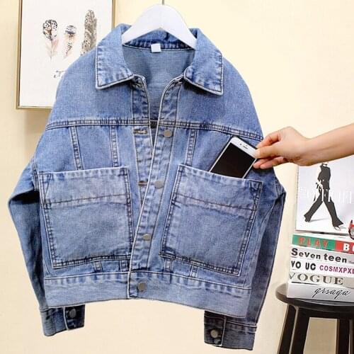New Fried Street Denim Jacket Women Spring Autumn Jackets Female Outerwear Long Sleeve Fashion Plus Size Loose Short Tops Ladies
