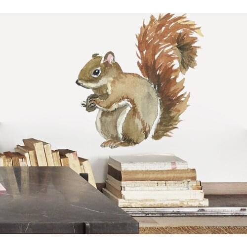 Cute Squirrel Wall Stickers Cartoon Wallpaper For Childrens Room Bedroom Kindergarten Warm Decoration Removable Wall Mural