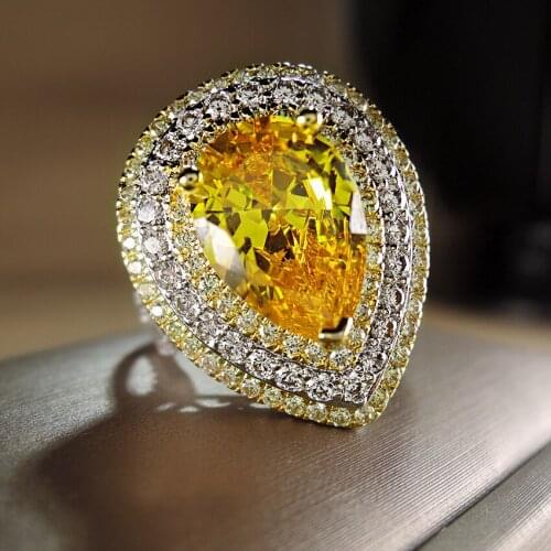 The New Diamond Ring Teardrop-Shaped Zircon Female Fing Studded Drill Electric Zeparation Ring Jewelry