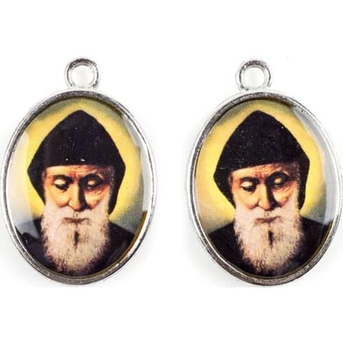 Catholic St. Charbel Oval Charm Two Side Same Picture