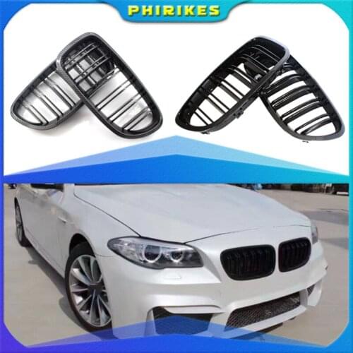 Front Hood Kidney Grille Bumper Black Dual Grill Fit for BMW F10 F11 F18 5-Series 2010-2016,Car Accessories Replacement Part