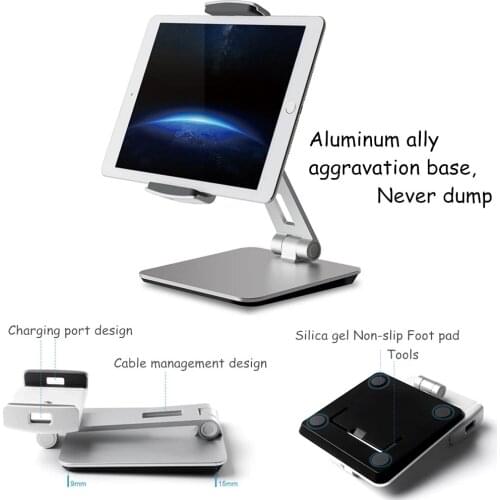 Tablet Stand Universal Smartphone Aluminum Desk Mount Holder fits For 3.5-6.5 inch Smartphone 7-13 inch iPad Pro Air Mini