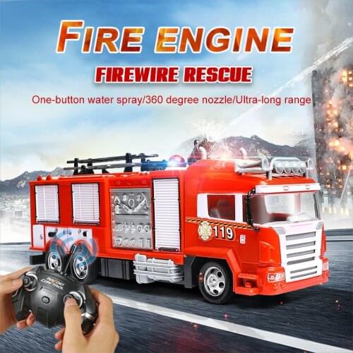 Rc Water Jet Fire Truck Toys For Kids Simulation Remote Control Fire Truck Model Alloy Construction Car Vehicle Children Toy
