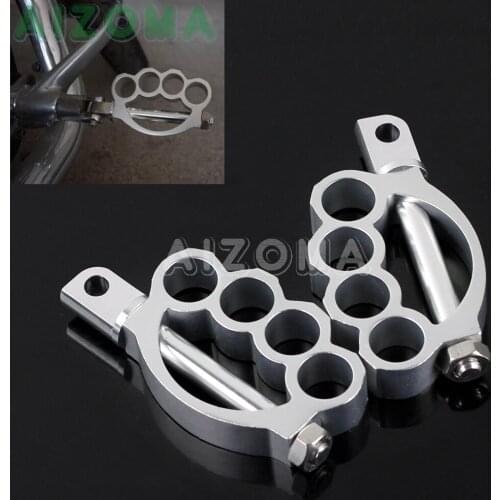 Silver Motorcycle Male Mount Foot Peg Footprint Style Footrest for Harley Touring Sportster XL883 XL1200 Iron Aluminum Footpeg