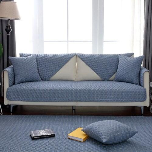 Nordic Little Lattice Sofa Cover Cotton Slip-resistant Sofa Towel Chair Covers Mats Living/Drawing Room Decorative L-Shaped