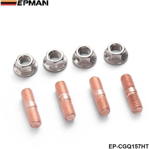 Sport M10 x 1.50 Threaded Turbo Studs Kit Flange Nuts High Strength T3 T4 T6 Set of 4 EP-CGQ157HT