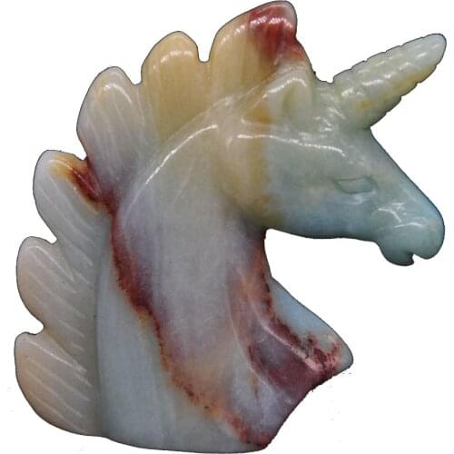 2" Unicorn Statue Natural Stone Amazonite Carved Home Decoration Healing Crystal Reiki Figurine Spiritual Gemstone Omament Gift