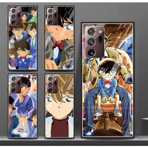 Glass Phone Cases For Samsung Galaxy Note 20 Ultra 10 Plus Lite 5G 9 8 Shell Capa Bumper Cover Fundas Anime Detective Conan
