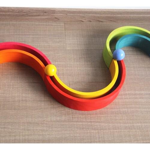 Treendpool Fancy Baby Wooden Toys 6 Pieces Colorfull Woden Ball Set Play With 12pcs Wooden Rainbow Blocks Wooden Building Blocks