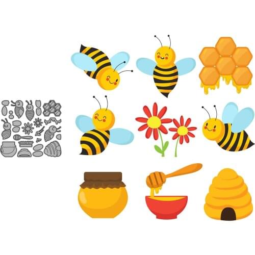 Bee Honey Picking Nectar Scrapbooking Paper Die Cut Stencils Metal Craft Cutting Dies Embossing For Crads Making 2021