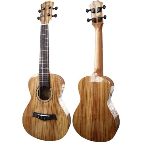 High quality 23 inch all Zebrawood Glossy Ukulele 18 copper frets Aquila Nylon strings Ukelele Mini Hawaii Guitar