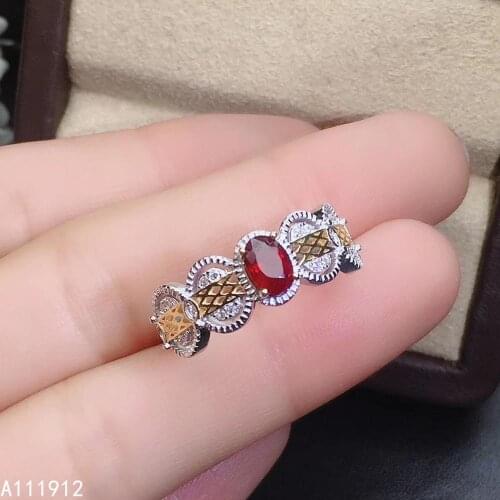 KJJEAXCMY fine jewelry natural Ruby 925 sterling silver new adjustable gemstone women ring support test fashion