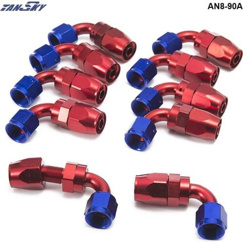 10PCS/LOT AN8 90 Degree Aluminum Swivel Oil/Fuel/Air/Gas mLine Hose End Fitting Blue AN8-90A