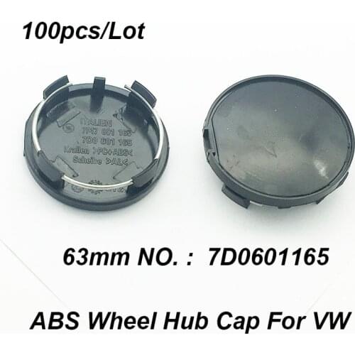 100X Car Decoration ABS 63mm 6.3cm 7D0601165 Black Wheel Center Hubcap Emblem For Passat B6 B7 CC MK5 MK6 Tiguan