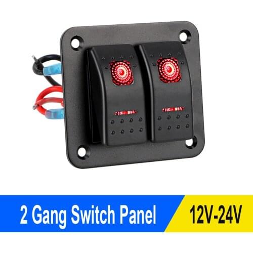 2 Gang Rocker Switch Panel 12-24V LED Circuit Breaker ON/Off Light Wiring Harness for Car Marine Camper Caravans Travel Trailer
