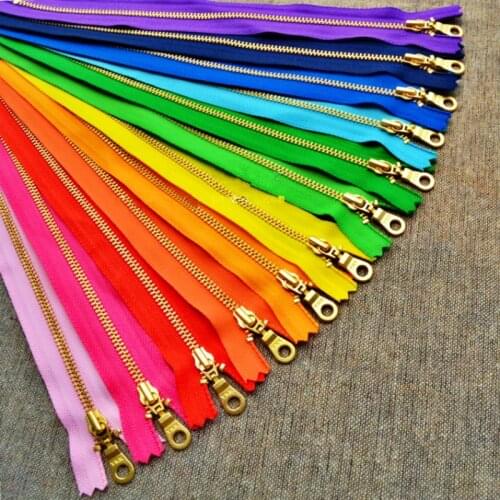24 PCS/LOT 3# Rainbow YKK METAL Zipper 20CM CLOSE END FOR Leather BAG COLLAR Sewing Accessories ART DIY wholesale