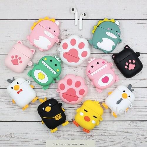 3D Silicone Cartoon Coque Super Cute Dinosaur Case for Air Pods 1 2 Earphone Cover for Apple Airpods Silicone Cases Funda
