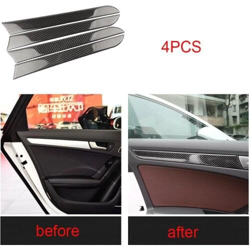For Audi A4L 2009-2016 4PCS Carbon Fiber Car Door Interior Handle Bowl Protector Cover Trim Moldings Car Styling Accessories