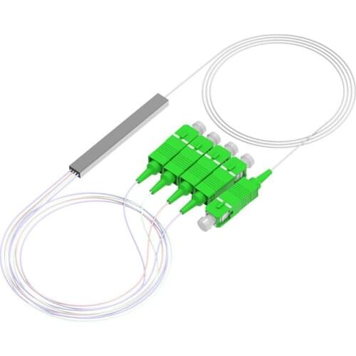 5 pcs/set Fiber Optic PLC Splitter 0.9mm SM Steel Tube 1x4 Mini Blockless SC/APC Connector 1 : 2 Mini steel tube type