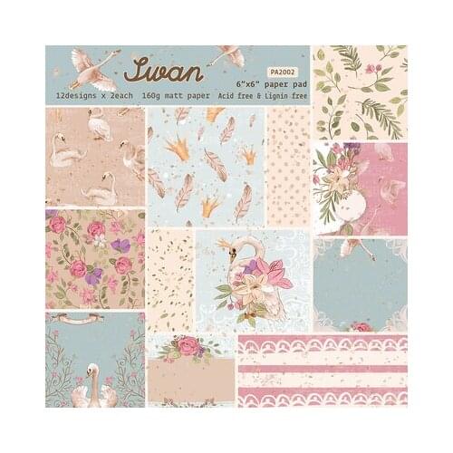6 inch 12/24 Sheet Graceful Swan Scrapbook Paper Origami Background Paper DIY Card Making Home deco gift arts and crafts