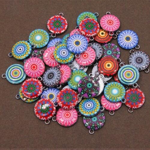 6pcs mixed Enamel exquisite pattern connector for jewelry making bracelets DIY accessories 18 * 25 * 3mm wholesale Handmade