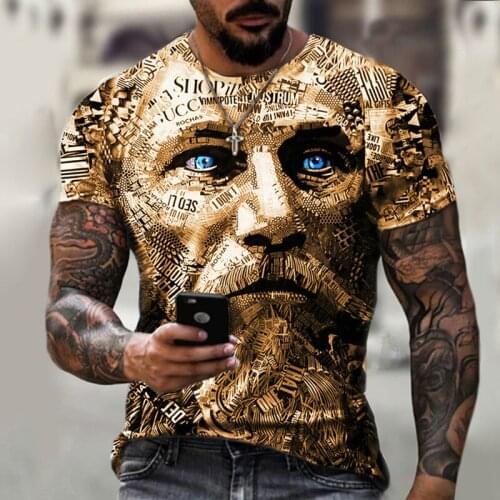 African Fashion New Style for Man Tops Tee Flag Pattern Street Style O Neck Breathable Male T-Shirt Retro Style Printed Portrait
