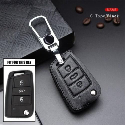 Car Keyring Leather Fob Decoration Key Case For Skoda Octavia 2 3 A7 Rapid Fabia Superb Karoq Yeti Car Keychain Key Cover For VW