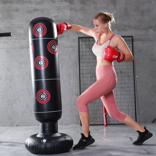 Boxing Punching Bag Boxing Muay Thai Inflatable Tumbler Decompression Punching Sandbag for Kid Adult Force Core Training Tool