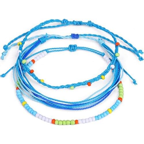 Coxeer Creative Bohemian Style Anklet Handmade Adjustable Bead Decor Ankle Bracelet Foot Jewelry For Women Jewelry Accessories