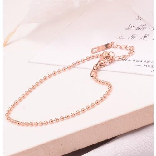 Bohemia Silver Rose Gold Color Bracelet On The Leg No Fade Stainless Steel Beads Chains Anklet For Woman Girl With 5cm Extending