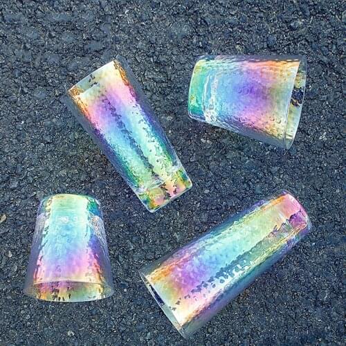 Colorful Cold Glass 3D Ripple Rainbow Bright Cafe Crystal Coffee Cups Water Drink Milk Breakfast Tumbler Household Wine Glass