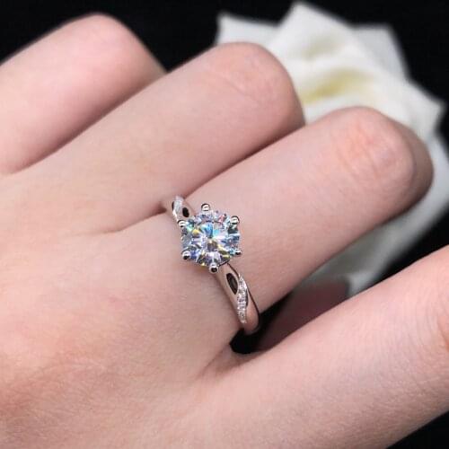 Dazzle 2Ct 8mm D Color VVS1 Moissanite Engagement Diamond Ring AU585 14K White Gold Ring Top Quality Female Jewelry