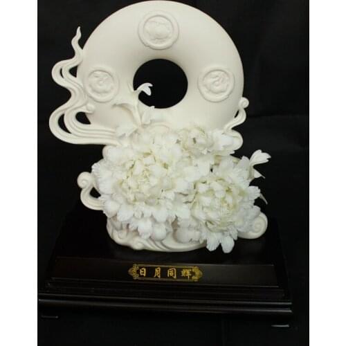 Dehua peony flower flower art ceramic decorative ornaments business gifts, collectibles Home Furnishing move