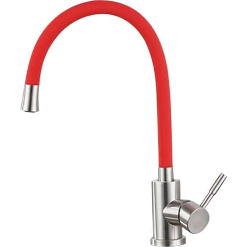 Sink Faucet Flexible Rubber Hot Cold Water Pull Down Sprayer Rotating Mixer Tap