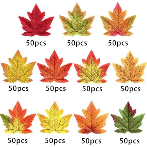 Artificial Maple Leaves Bulk Fake Leaf Indoor Outdoor Garland Festival Holiday Decor DIY Crafts Supplies