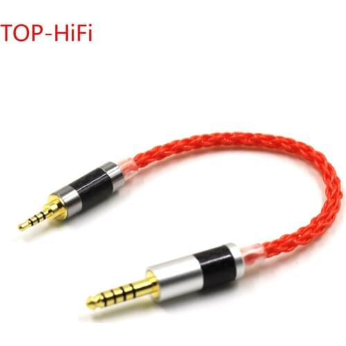 TOP-HiFi 2.5mm TRRS Balanced Male to 4.4mm Balanced Male Amplifier Adapter Cable UPOCC Single Crystal Copper Silver Plated