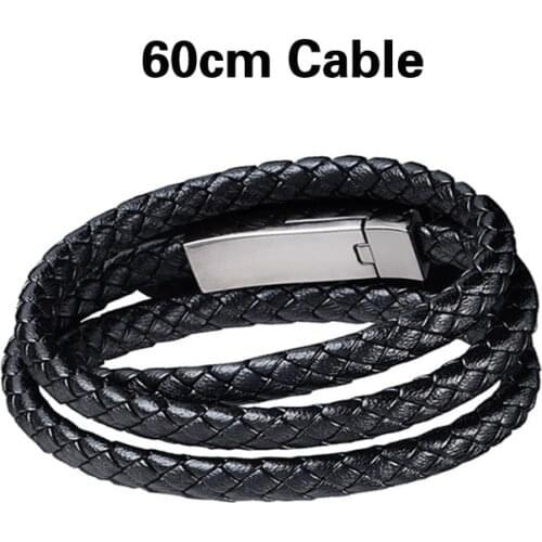 Portable Leather Mini Micro USB Bracelet Charger Data Charging Cable Sync Cord For iPhone6 6s Android Type-C Phone Cable