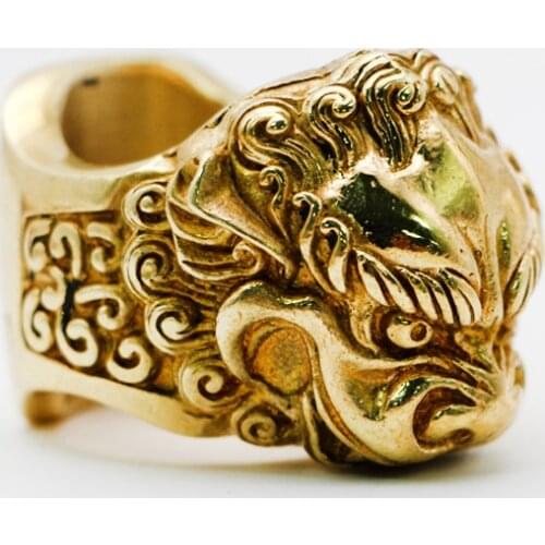 Sterling Copper Ring Tang Dynasty Lion Cigar Holder Jewelry Cigarette Travel Cigar Stand Holder Portable Smoking Tool For Cohiba