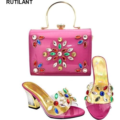 Nigerian Shoes and Matching Bags Italian Ladies Shoes and Bags To Match Set Decorated with Appliques Party Shoes and Bag Sets
