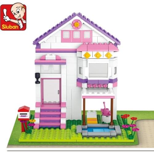 291Pcs SLuban Building Block 0532 City Street View Pool Villa Girl Small Particles Assembling Toy Gifts