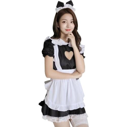 Cosplay Uniform Underwear Women Lace Maid Temptation Sexy Lingerie Costume Fancy Set Fashion Sleeping Cloth Black White 2019