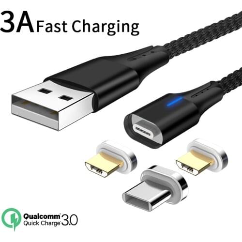 CatXaa 1m Magnetic USB Cable Type-c Micro Usb 8 Pin Data Magnet Cable 3A Fast Charging Car Home Adapter for Huawei Xiaomi