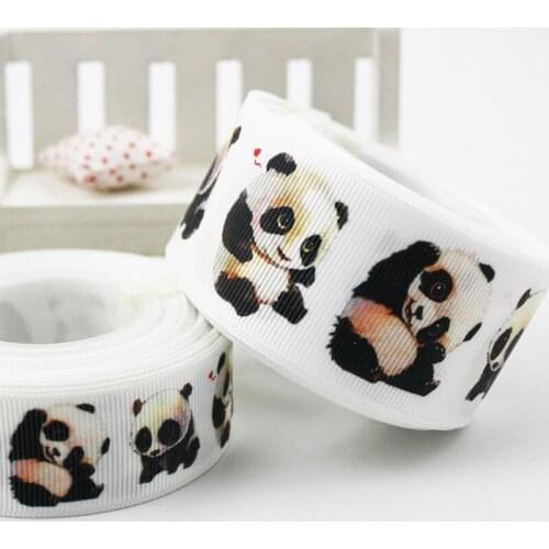 Cartoon panda printed grosgrain ribbon 9-75mm DIY handmade materials christmas wedding gift wrap tape ribbons